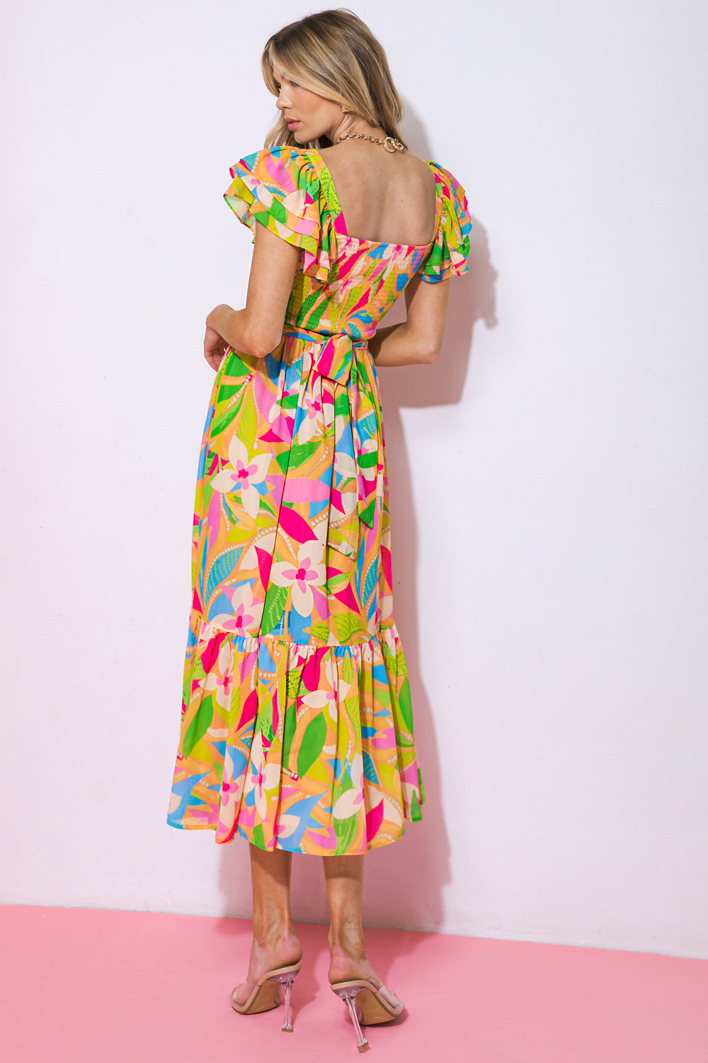 LOOK YOUR BEST WOVEN MIDI DRESS Flying Tomato